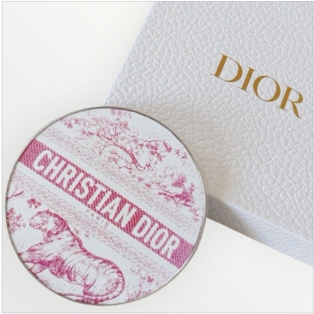 Christian Dior 2025 Double-Sided Compact Mirror – Pink Toile de Jouy Tiger Print